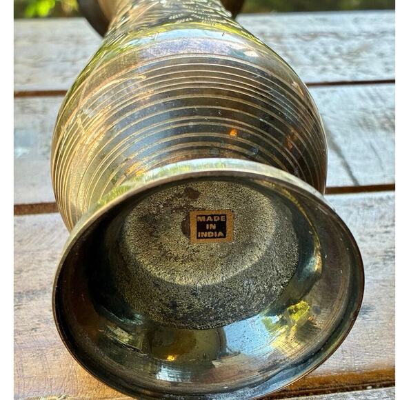 Vintage Brass Vase 7.5” Etched Floral Design – Made in India - Picture 5 of 5